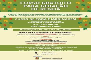CURSO GRATUITO - PODA E JARDINAGEM