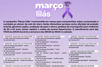 CAMPANHA MARÇO LILÁS: PREVENÇÃO AO CÂNCER DE COLO DE ÚTERO