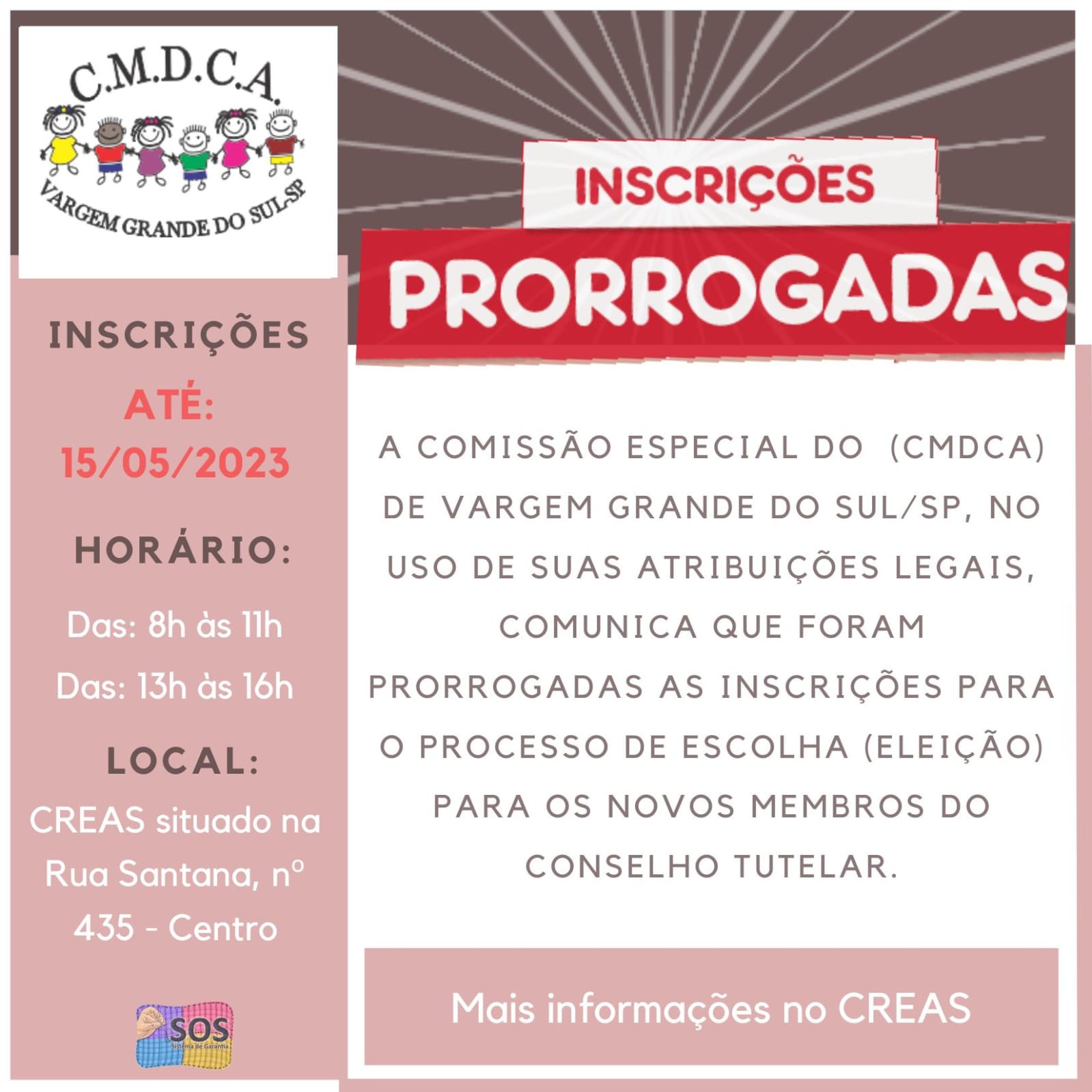 INSCRIÇÕES PARA CONSELHEIROS TUTELARES ENCERRAM HOJE