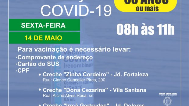 SEXTA-FEIRA ACONTECERÁ A VACINAÇÃO PARA PESSOAS COM 53 ANOS