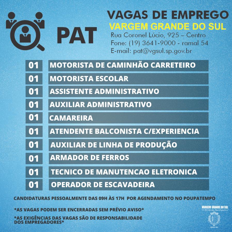 VAGAS NO PAT