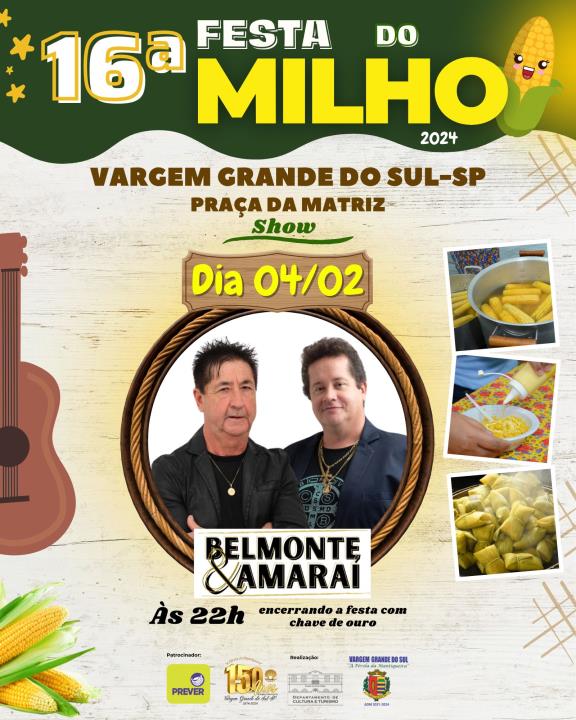 BELMONTE & AMARAÍ IRÁ REALIZAR SHOW DE ENCERRAMENTO DA 16ª FESTA DO MILHO