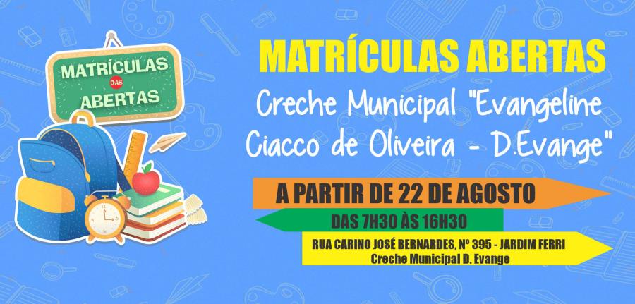 MATRÍCULAS PARA A CRECHE DO JARDIM FERRI COMEÇA NA PRÓXIMA SEGUNDA-FEIRA (22)