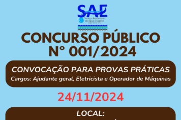 A PROVA PRÁTICA DO CONCURSO PÚBLICO Nº 001/2024 DO SAE SERÁ NO PRÓXIMO DOMINGO