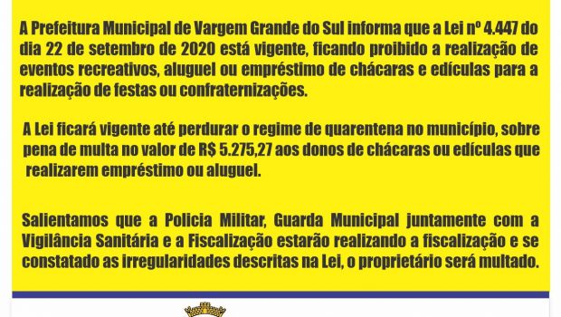 ATENÇÃO PROPRIETARIOS DE EDICULAS E CHACARAS, A MULTA PARA FESTAS CHEGA A R$ 5.275,27