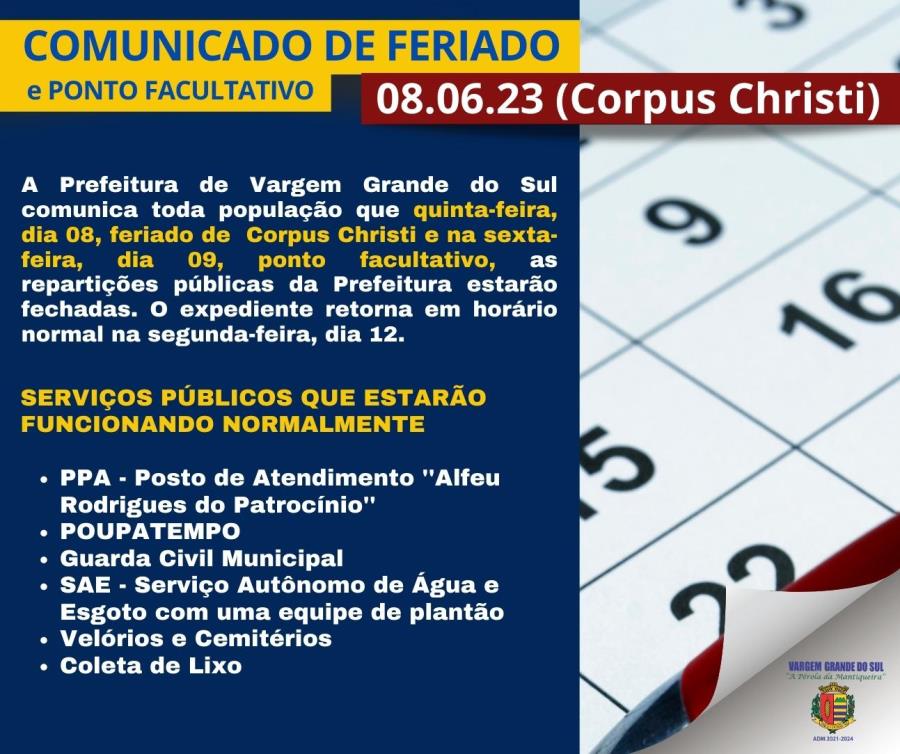 FERIADO E PONTO FACULTATIVO