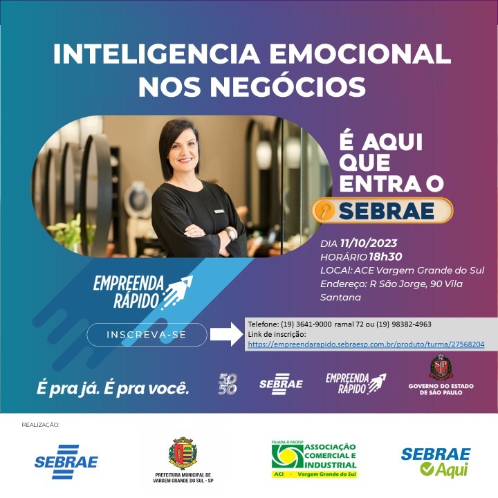 ABERTAS AS INSCRIÇÕES PARA O CURSO INTELIGÊNCIA EMOCIONAL NOS NEGÓCIOS