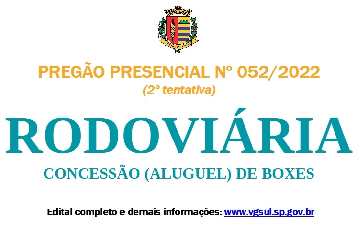 PREFEITURA LIBERA NOVAMENTE EDITAL PARA CONCESSÃO (ALUGUEL) DE BOXES DA RODOVIÁRIA