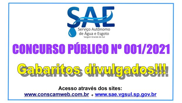OS GABARITOS DO CONCURSO PÚBLICO DO SAE FORAM DIVULGADOS