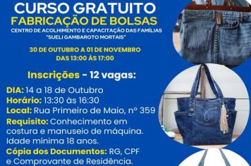 CURSO GRATUITO DE FABRICAÇÃO DE BOLSAS