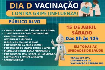 DIA D DA VACINAÇÃO CONTRA A GRIPE SERÁ NO PRÓXIMO SÁBADO (15)