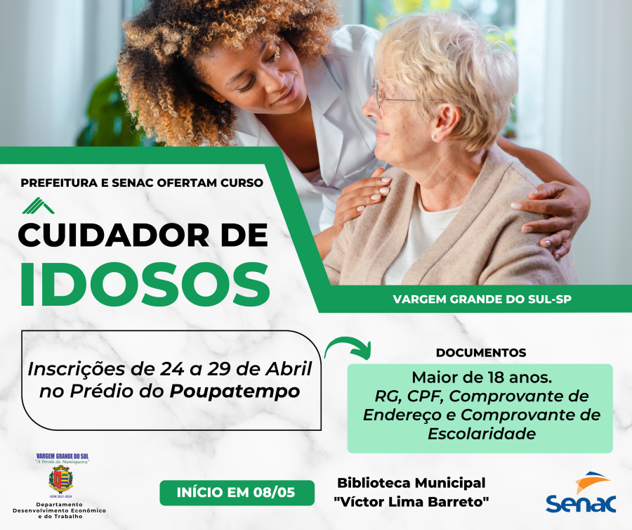 CURSO GRATUITO PARA CUIDADOR DE IDOSOS