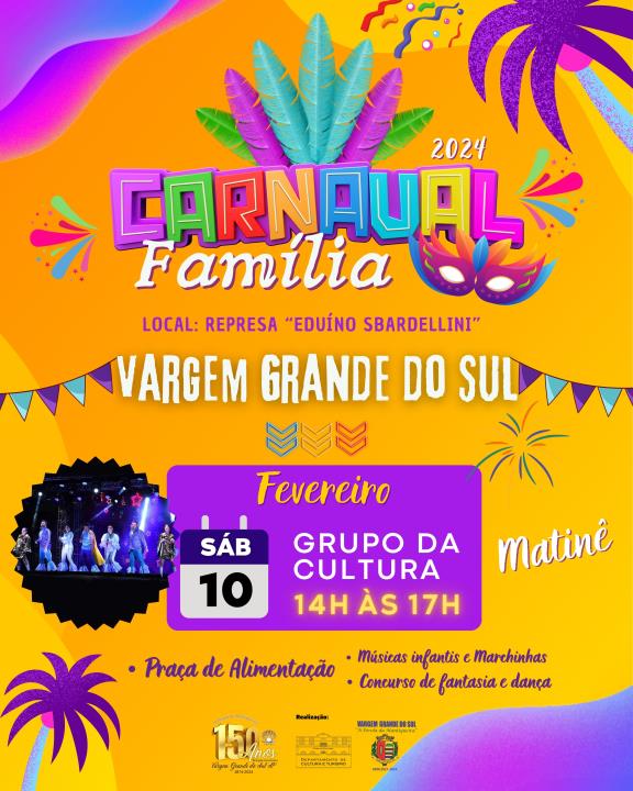 CARNAVAL FAMÍLIA 2024 COMEÇA NO SÁBADO (10) COM APRESENTAÇÃO DOS CANTORES DA CULTURA