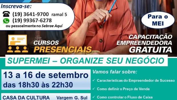 INSCRIÇÕES ABERTAS PARA O CURSO SUPERMEI DO SEBRAE