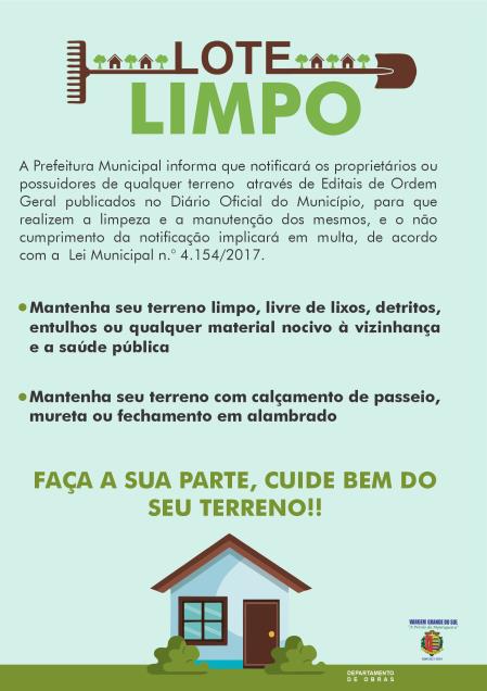 PROPRIETÁRIOS DE TERRENOS FIQUEM ATENTOS AS NOTIFICAÇÕES PARA LIMPEZA