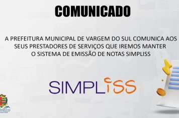 Prefeitura de Vargem Grande do Sul manterá o sistema Simpliss para emissão de notas fiscais