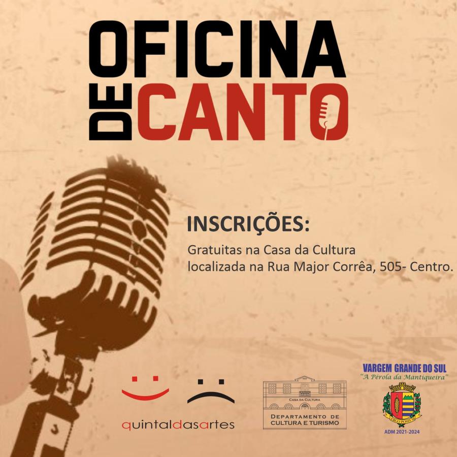 OFICINA DE CANTO GRATUITA ESTÁ COM AS INSCRIÇÕES ABERTAS