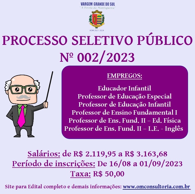 PROCESSO SELETIVO PARA DIVERSOS EMPREGOS DO MAGISTÉRIO MUNICIPAL