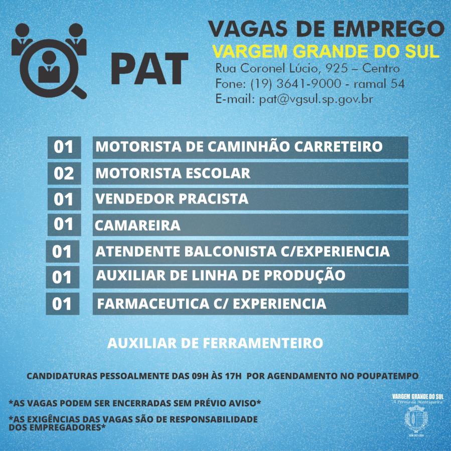 VAGAS NO PAT
