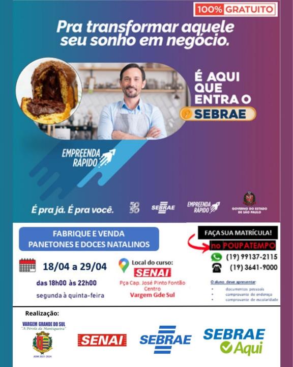 CURSO GRATUITO DE FABRICAÇÃO E VENDA DE PANETONES E DOCES NATALINOS