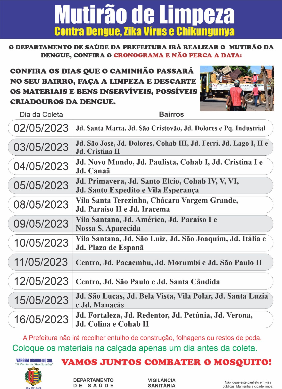 MUTIRÃO CONTRA DENGUE COMEÇA NA PRÓXIMA TERÇA-FEIRA (02)