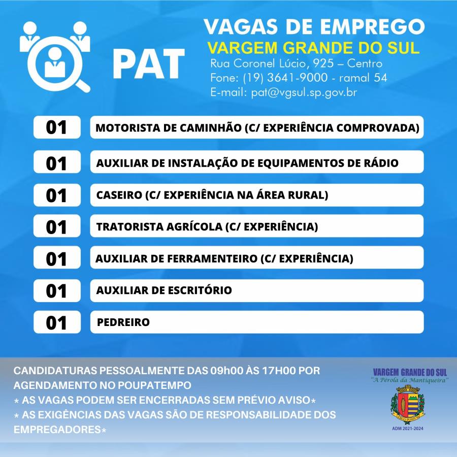 VAGAS DO PAT