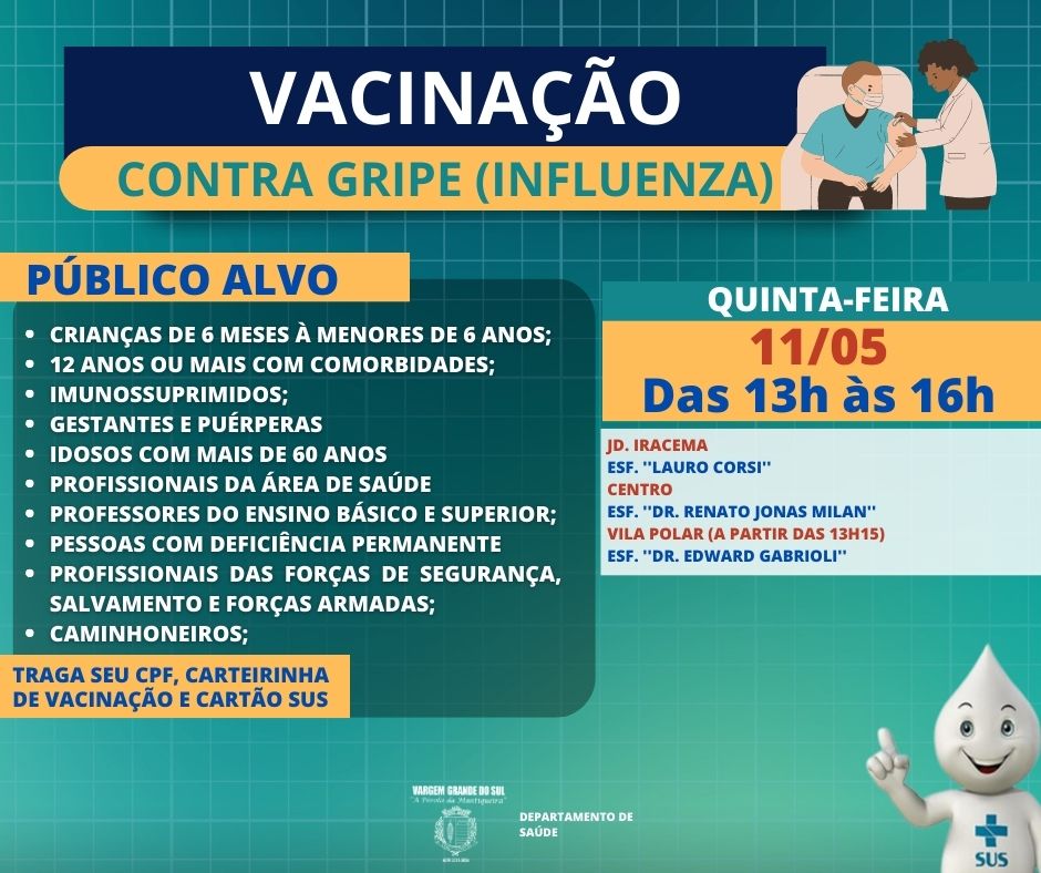 VACINAÇÃO GRIPE (INFLUENZA) - 11.05.2023