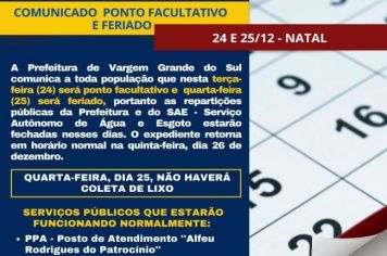 COMUNICADO PONTO FACULTATIVO E FERIADO