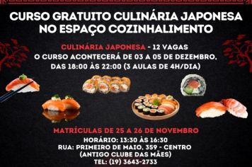 CURSO GRATUITO DE CULINÁRIA JAPONESA