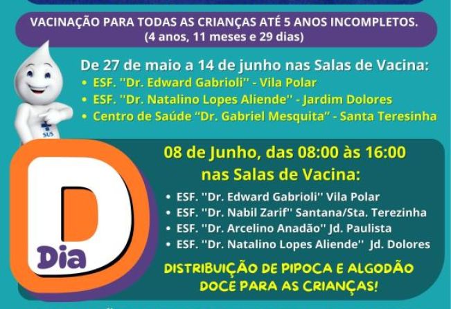 A CAMPANHA DE VACINAÇÃO CONTRA A POLIOMIELITE JÁ COMEÇOU