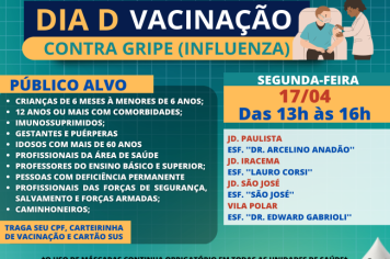 VACINAÇÃO CONTRA GRIPE (INFLUENZA) 17.04.2023