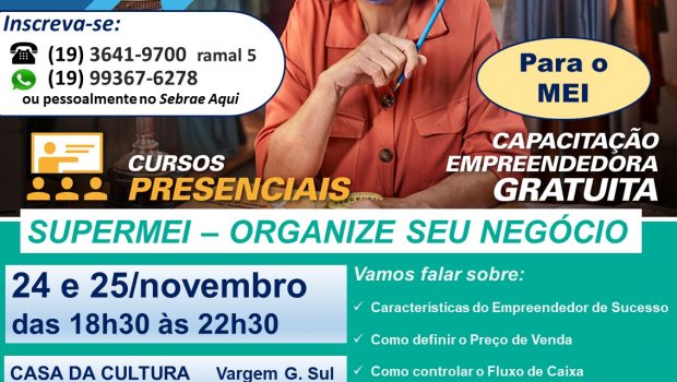 SUPER MEI – ORGANIZE SEU NEGÓCIO ESTÁ COM INSCRIÇÕES ABERTAS EM VARGEM