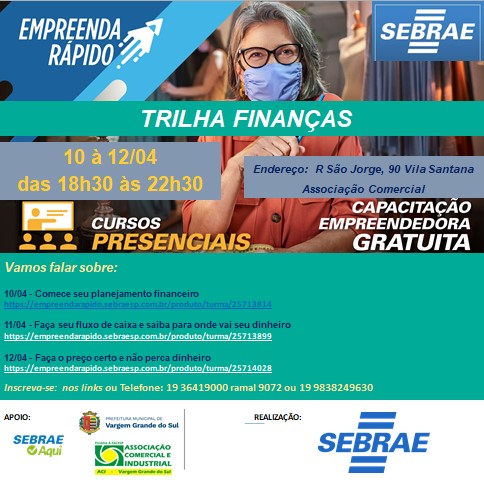INSCRIÇÕES ABERTAS PARA CAPACITAÇÃO EMPREENDEDORA GRATUITA - TRILHA FINANÇAS