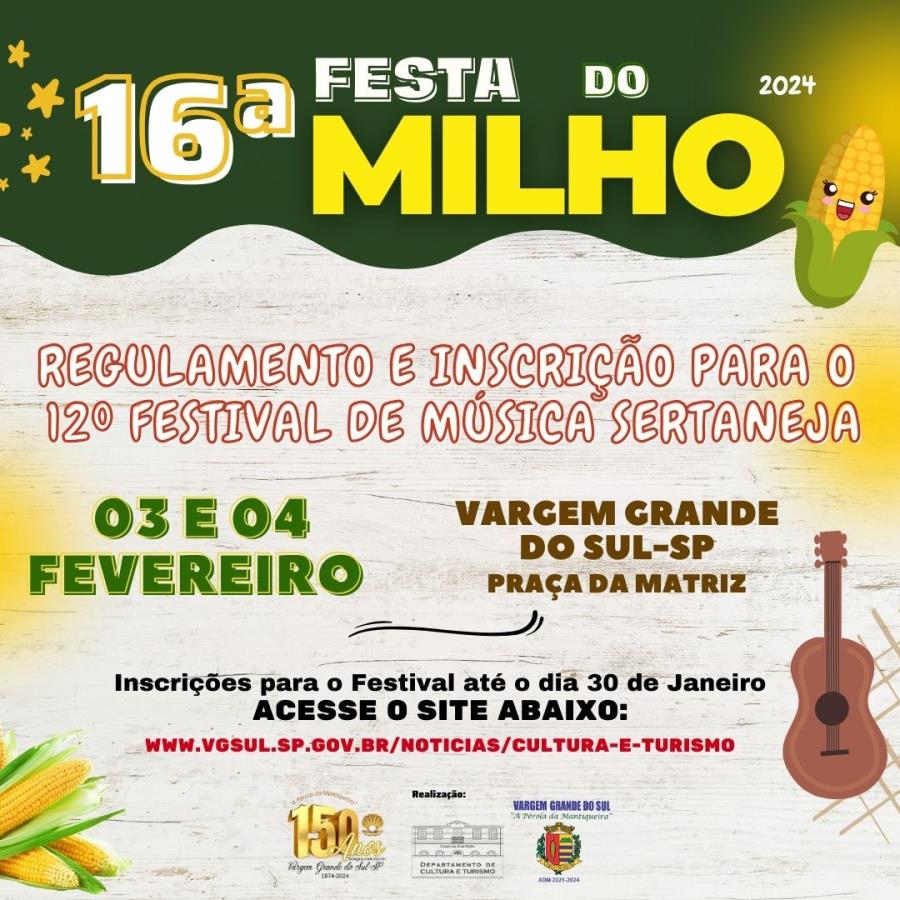 REGULAMENTO E INSCRIÇÃO PARA O 12º FESTIVAL DE MÚSICA SERTANEJA