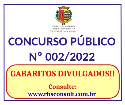 OS GABARITOS DO CONCURSO PÚBLICO Nº 002/2022 JÁ ESTÃO DISPONÍVEIS