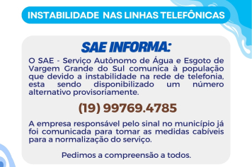 INSTABILIDADE NAS LINHAS TELEFONICAS DO SAE