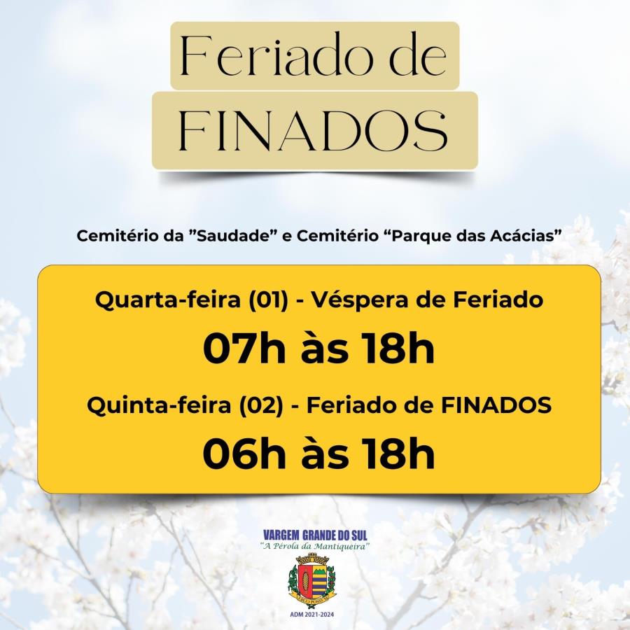 FERIADO DE FINADOS - HORÁRIO DE VISITAÇÃO NOS CEMITÉRIOS MUNICIPAIS