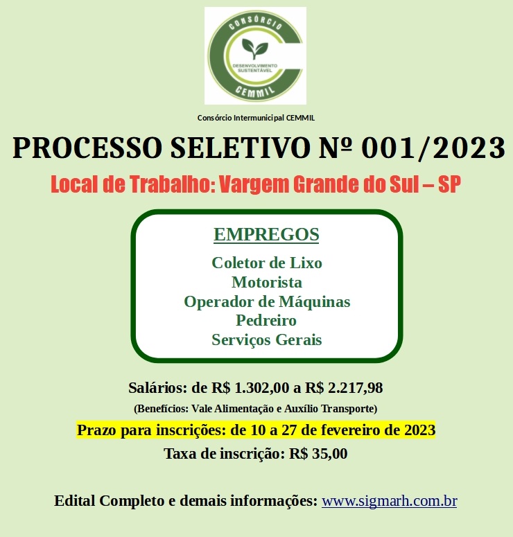 ÚLTIMOS DIAS PARA INSCRIÇÕES NO PROCESSO SELETIVO DO CEMMIL