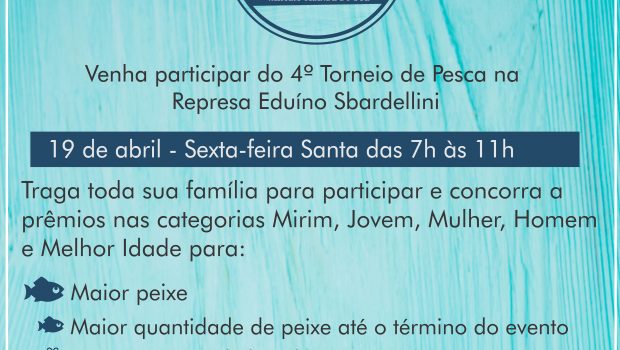4º Torneio de Pesca acontecerá dia 19
