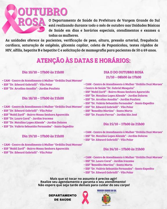 EQUIPES DE SAÚDE REALIZAM CAMPANHA OUTUBRO ROSA