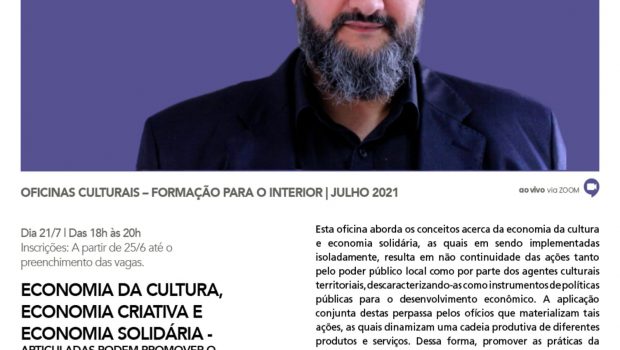 AMANHÃ (21) INICIA MAIS UMA OFICINA CULTURAL