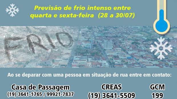 ATENÇÃO PARA TEMPERATURAS BAIXAS NOS PRÓXIMOS DIAS