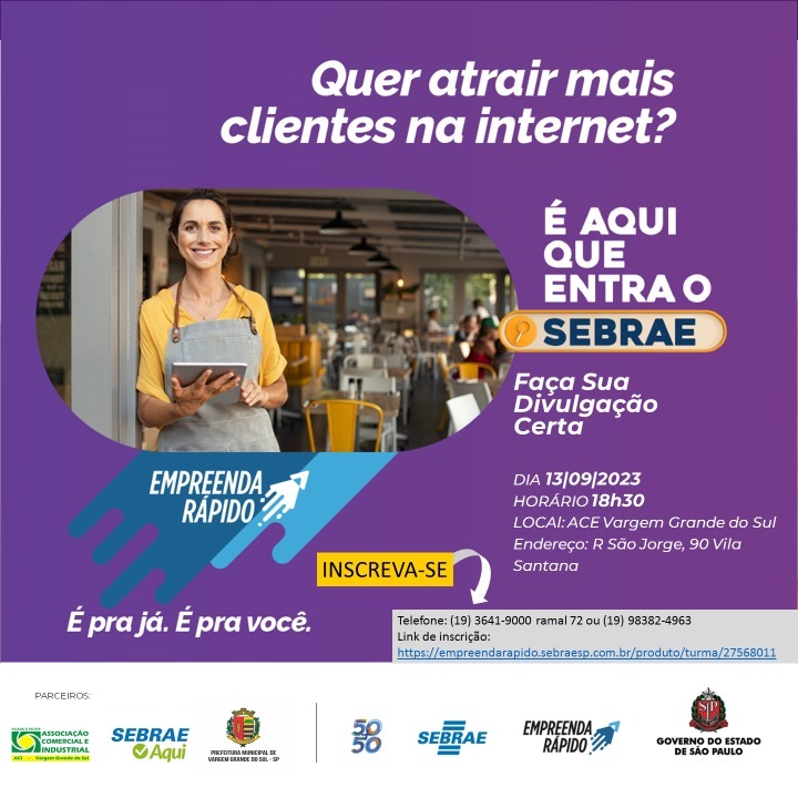 INSCRIÇÕES PARA O CURSO GRATUITO “FAÇA SUA DIVULGAÇÃO CERTA PARA ATRAIR MAIS CLIENTES”