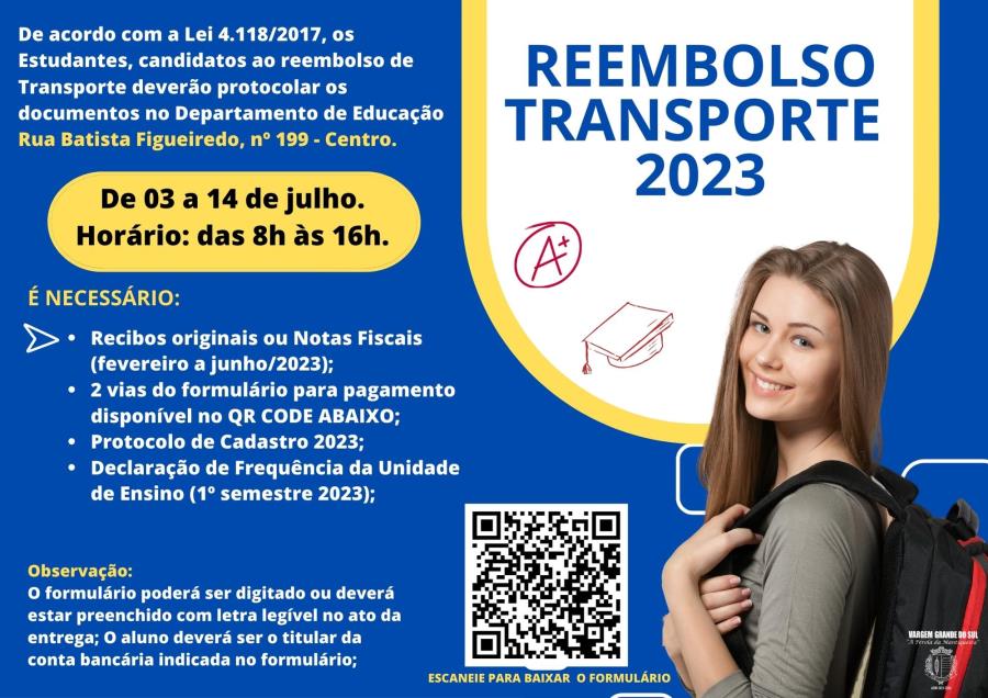 ESTUDANTES JÁ CADASTRADOS DEVEM ENTREGAR DOCUMENTOS PARA RECEBER REEMBOLSO
