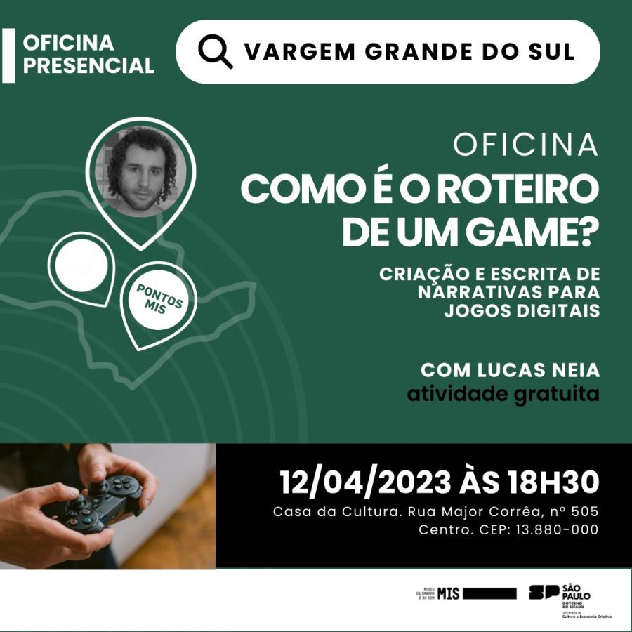 DEPARTAMENTO DE CULTURA E TURISMO EM PARCEIRIA COM O PONTO MIS REALIZARÁ NO DIA DE HOJE OFICINA ''COMO É O ROTEIRO DE UM GAME''