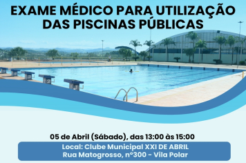 EXAME MÉDICO PARA UTILIZAÇÃO DAS PISCINAS PÚBLICAS