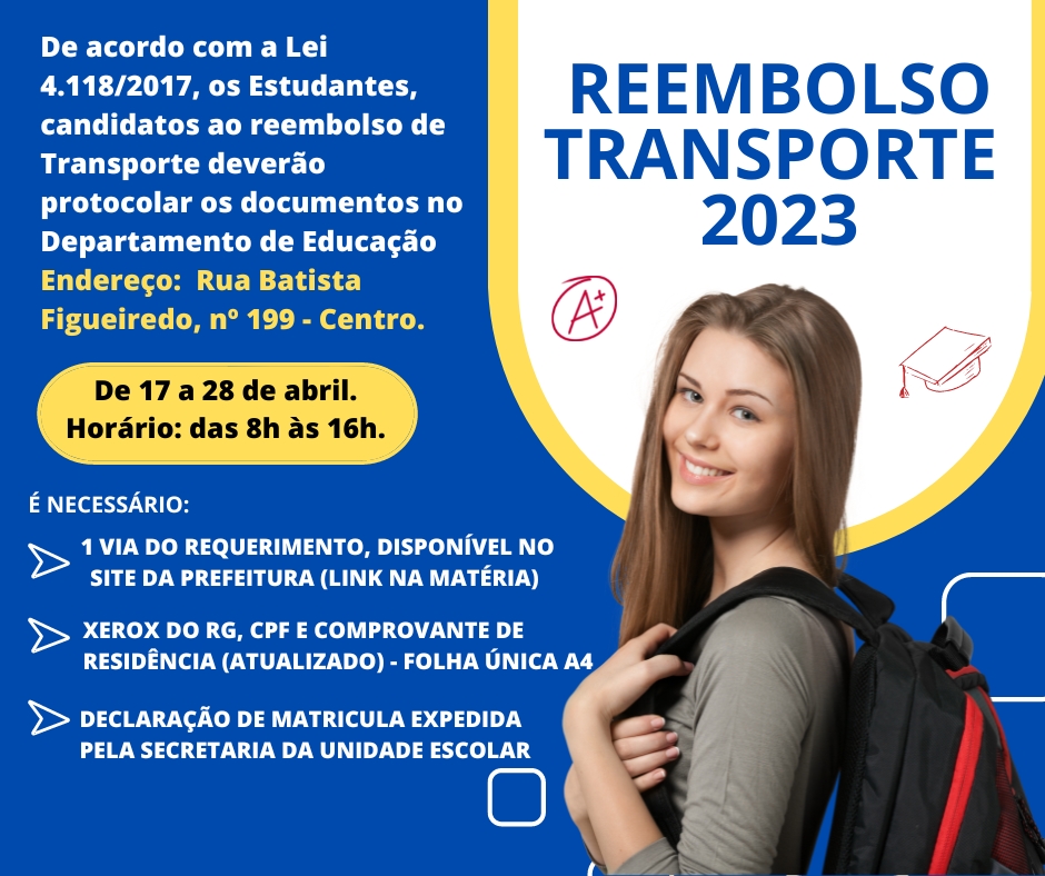 OS ESTUDANTES DEVEM REALIZAR O CADASTRO E ENTREGA DOS RECIBOS PARA REEMBOLSO