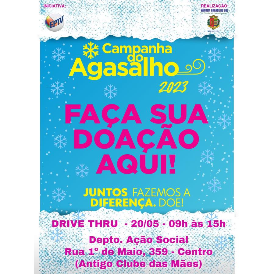 SÁBADO (20) TEM DRIVE THRU PARA ARRECADAÇÃO DE AGASALHOS E COBERTORES
