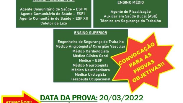 AS PROVAS OBJETIVAS DO CONCURSO PÚBLICO Nº 001/2022 SERÃO NO PRÓXIMO DOMINGO