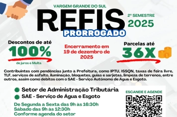 REFIS 2025 SEGUE ATÉ 19 DE DEZEMBRO 